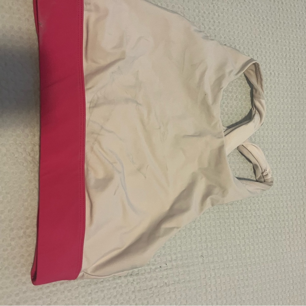 Fabletics Cream and Pink Sports Bra